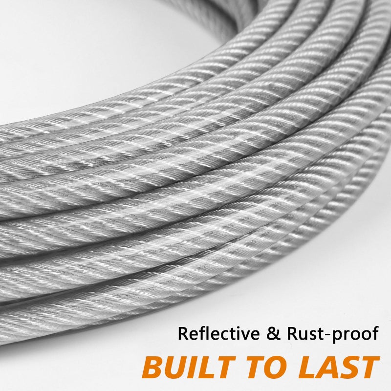 XiaZ Dog Tie Out Cable 50ft, Outdoor Runner Lead Chain Tether for Small Medium Large Dogs, 5mm Diameter Cable,11000 lbs Break Strength, Reflective Silver - Image 5